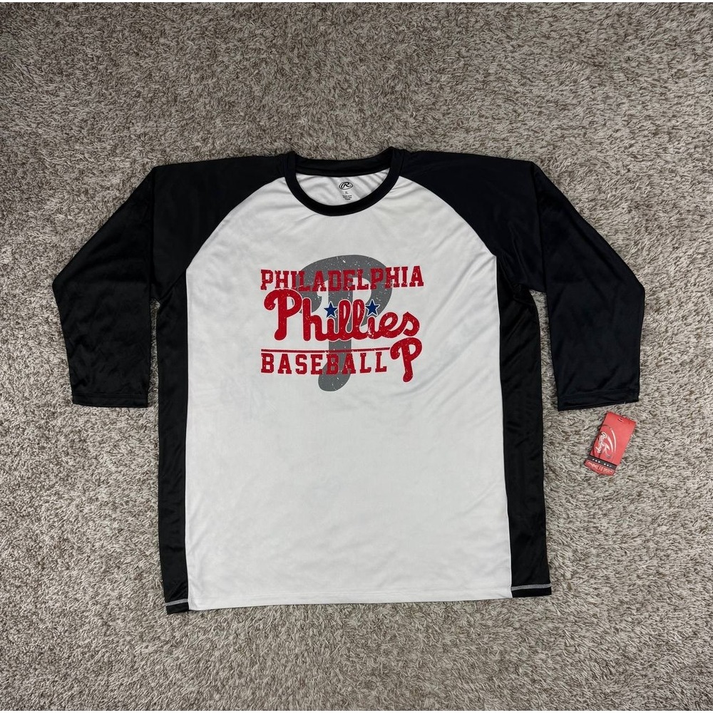 Rawlings Philadelphia Phillies Baseball Long Sleeve Raglan Shirt Men's XL NWT